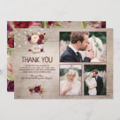 ブルゴーニュフローラメイスン結婚ジャーの感謝の写真 サンキューカード (正面/裏面)