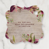 ブルゴーニュフローラメイスン結婚ジャーの歓迎バッグプレゼント フェイバータグ (裏面)