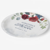 ブルゴーニュフローラモダンブライダルシャワーパーティー ペーパープレート (アングル)