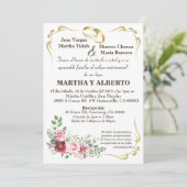 ブルゴーニュフローラモダン金ゴールドフレームへの招待 招待状 (スタンド正面)