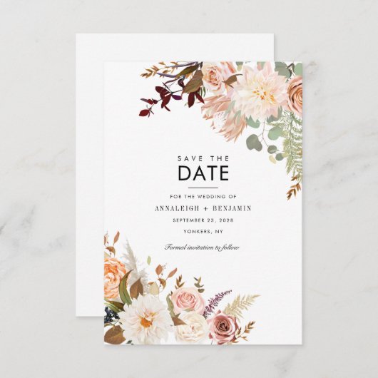 ブルゴーニュフローラユーカリプスグリーンリーパステル セーブザデート (正面/裏面)