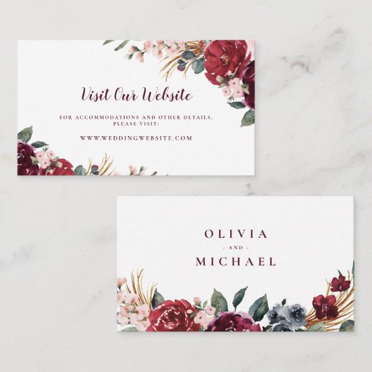 ブルゴーニュフローララス結婚トのウェブサイト挿入カード プレイスカード (正面/裏面)