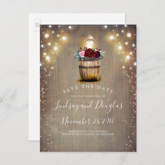 ブルゴーニュフローラランタン素朴秋日付を保存 案内ポストカード (正面/裏面)