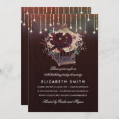 ブルゴーニュフローラランタン素朴秋誕生日パーティー 招待状 (正面/裏面)