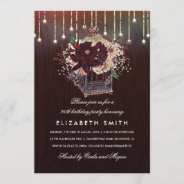 ブルゴーニュフローラランタン素朴秋誕生日パーティー 招待状