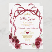 ブルゴーニュフローラリボン金ゴールドクラウンミカンス 招待状 (正面/裏面)