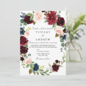 ブルゴーニュフローラリースエレガモダンントウェディング 招待状 (スタンド正面)