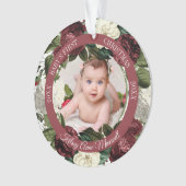 ブルゴーニュフローラリースバビーズ初めてのクリスマス写真 オーナメント (正面)