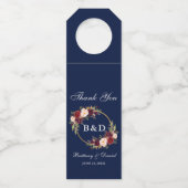 ブルゴーニュフローラリースモノグラムブルー結婚ズ ボトルネックタグ (正面)