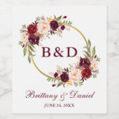 ブルゴーニュフローラリースモノグラム結婚ズ ワインラベル (シングルラベル)