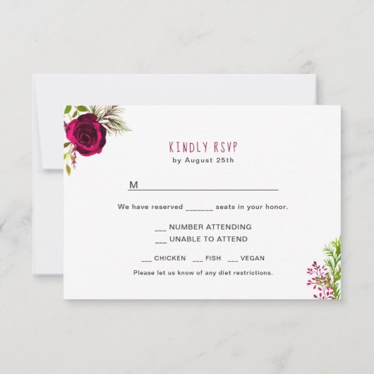 ブルゴーニュフローラリースRSVPエンタープライズ選択 出欠カード (裏面)