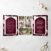 ブルゴーニュフローラレースオールインワンインディアン結婚 三つ折り招待状 (内部)