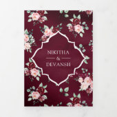 ブルゴーニュフローラレースオールインワンインディアン結婚 三つ折り招待状 (カバー)