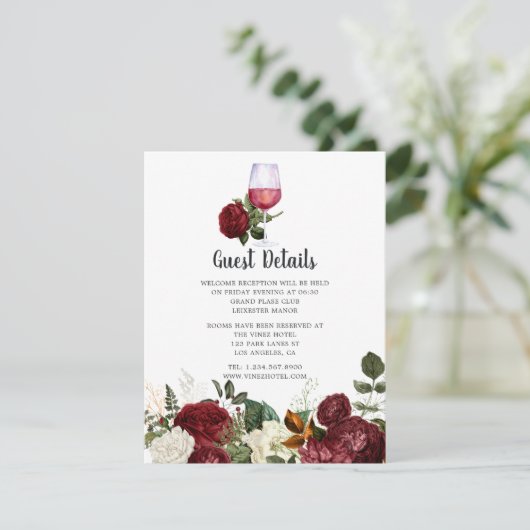 ブルゴーニュフローラワイン結婚テイスティングズゲスト詳細 エンクロージャーカード (スタンド正面)