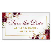 ブルゴーニュフローラ保存日付金ゴールドミニマグネット マグネット名刺 (正面)