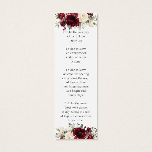 ブルゴーニュフローラ写真葬儀記念しおり (裏面)