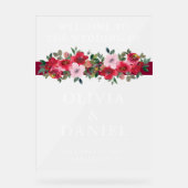 ブルゴーニュフローラ冬のウェディングウェルカムフロステッド アクリルサイン (正面)