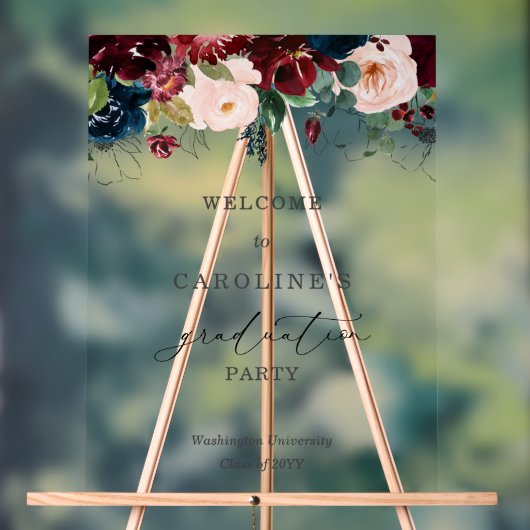 ブルゴーニュフローラ卒業ウェルカムアクリルサイン アクリルサイン (ニュートラル)