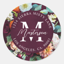 ブルゴーニュフローラ差出人住所封筒用シール ラウンドシール