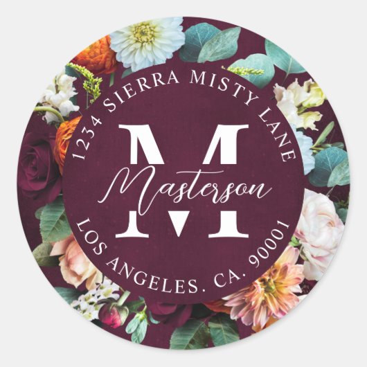 ブルゴーニュフローラ差出人住所封筒用シール ラウンドシール (正面)