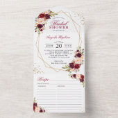 ブルゴーニュフローラ幾何学ブライダルシャワーレシピ オールインワン招待状 (内側)