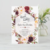 ブルゴーニュフローラ幾何学的ブランチとバブリー 招待状 (スタンド正面)