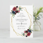 ブルゴーニュフローラ幾何学結婚式招待状 招待状 (スタンド正面)