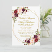 ブルゴーニュフローラ幾何学金ゴールドブライダルシャワーB 招待状 (スタンド正面)