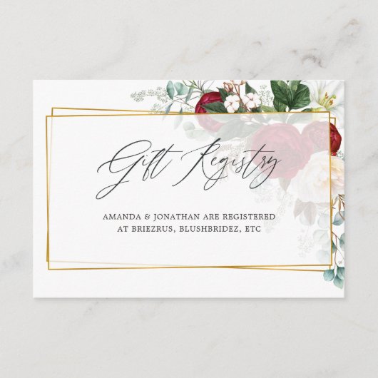 ブルゴーニュフローラ幾何結婚ギフト登録簿 エンクロージャーカード (正面)