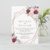 ブルゴーニュフローラ幾何銅アイボリー結婚ズ 招待状 (スタンド正面)