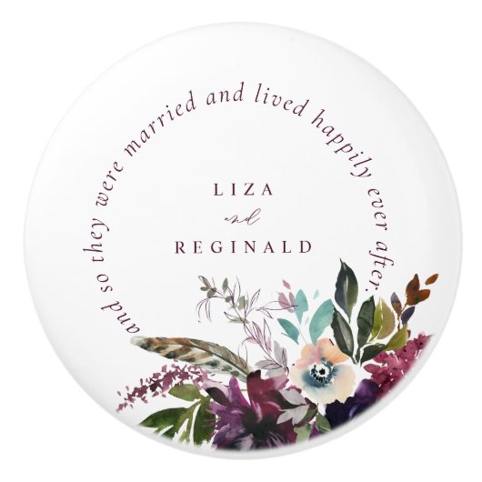 ブルゴーニュフローラ楽しくずっと後引用文ホワイト セラミックノブ (正面)