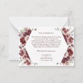 ブルゴーニュフローラ水彩秋の結婚式有難う ノートカード (裏面)