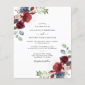 ブルゴーニュフローラ水彩結婚式招待状 (正面)