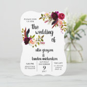 ブルゴーニュフローラ水彩結婚式招待状 招待状 (スタンド正面)