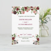 ブルゴーニュフローラ水色ネービ結婚ーブルーズ 招待状 (スタンド正面)