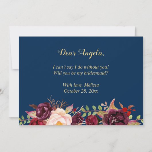 ブルゴーニュフローラ海軍は私の花嫁になる 招待状 (裏面)