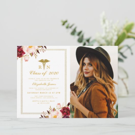 ブルゴーニュフローラ看護学校写真卒業 招待状 (スタンド正面)