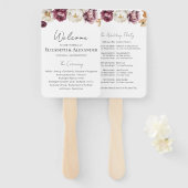 ブルゴーニュフローラ秋の結婚式式プログラムサイン ハンドファン (正面&裏面)