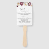 ブルゴーニュフローラ秋の結婚式式プログラムサイン ハンドファン (正面)