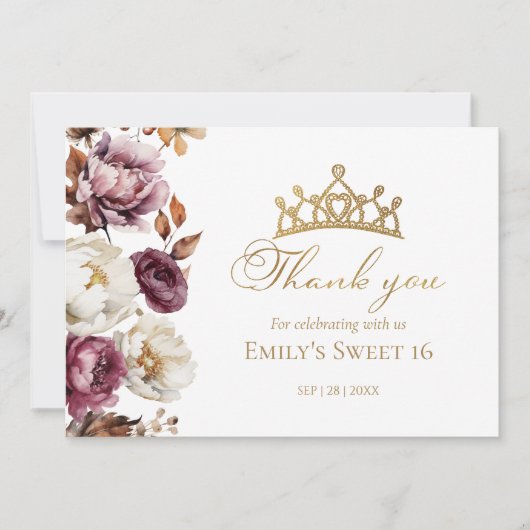 ブルゴーニュフローラ秋スウィート16サンキューカード 招待状 (正面)
