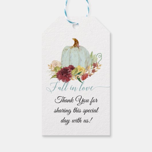 ブルゴーニュフローラ秋ダスティブルーウォーターカラーパンプキン ギフトタグ (裏面)