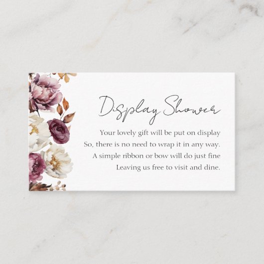ブルゴーニュフローラ秋ブライダルシャワー表示シャワー エンクロージャーカード (正面)