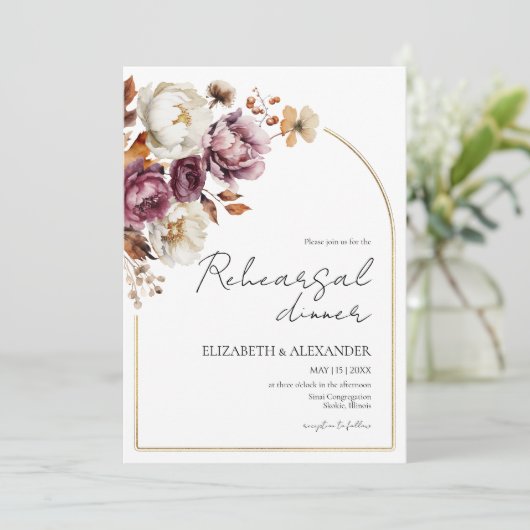 ブルゴーニュフローラ秋結婚のリハーサルディナー 招待状 (スタンド正面)