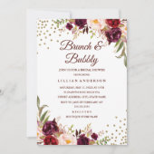 ブルゴーニュフローラ紙吹雪ブランチとバブリーのシャワー 招待状 (正面)