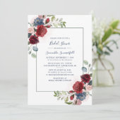 ブルゴーニュフローラ素朴スクリプトブライダルシャワー 招待状 (スタンド正面)