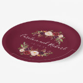 ブルゴーニュフローラ素朴婚約パーティ ペーパープレート (アングル)