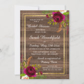 ブルゴーニュフローラ素朴金ゴールドバラブライダルシャワー 招待状 (正面)