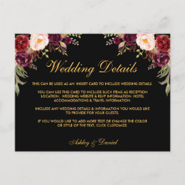 ブルゴーニュフローラ結婚の詳細ブラックインサートカード ポストカード