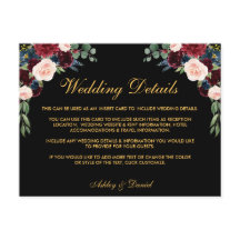 ブルゴーニュフローラ結婚の詳細挿入カードブラック