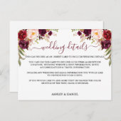 ブルゴーニュフローラ結婚の詳細挿入カード ポストカード (正面/裏面)